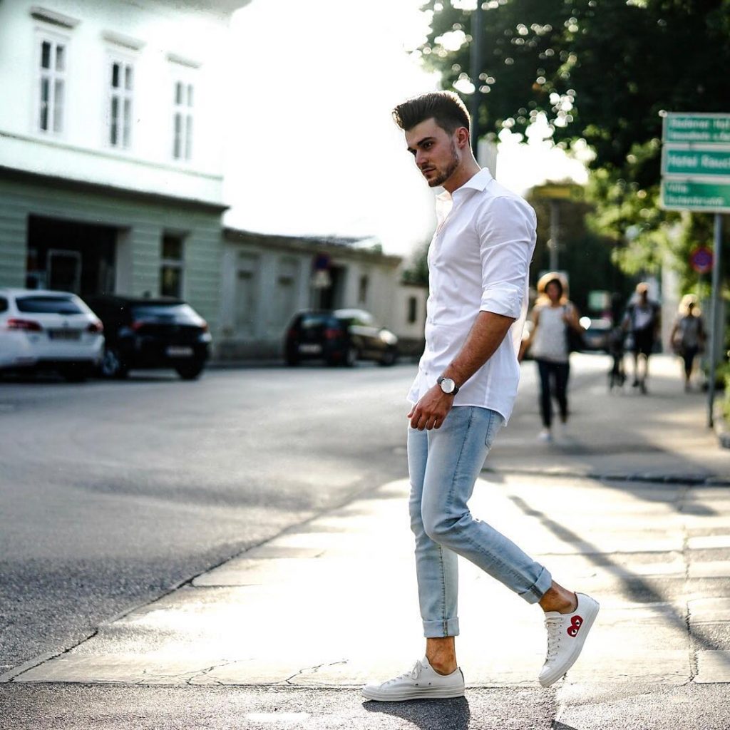 Stylish Denim Jeans and White Shirt Outfit