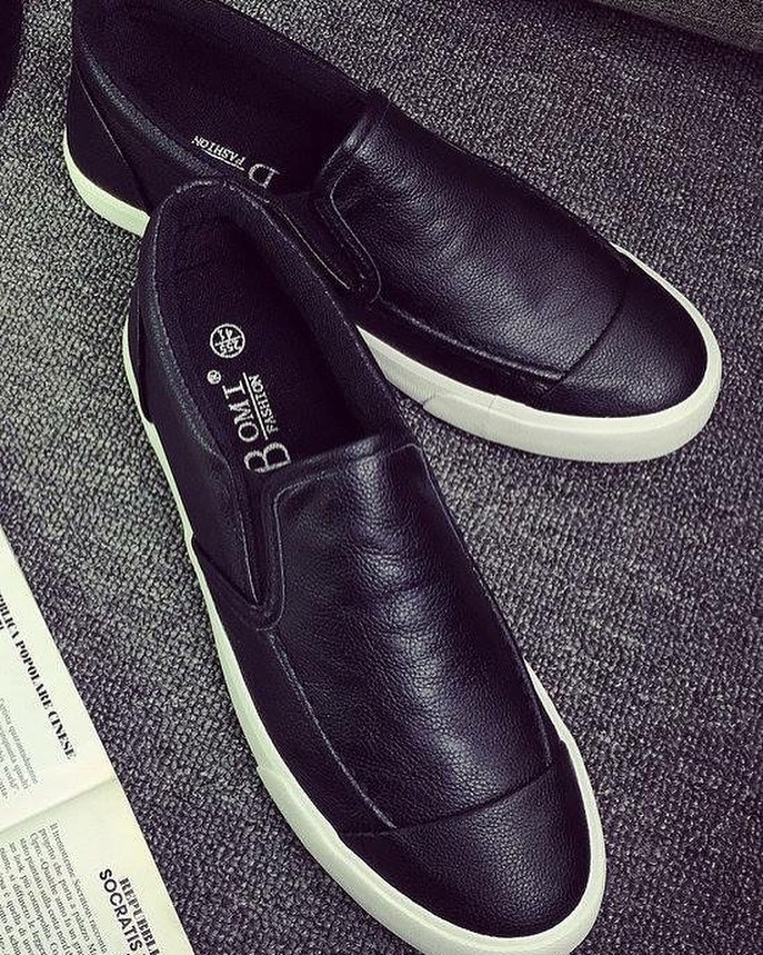 Faux leather slip-on shoes