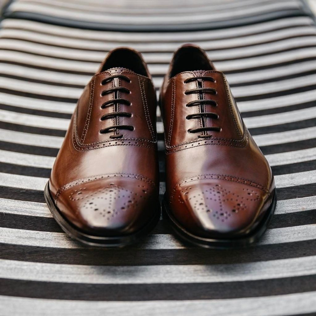 Dark brown semi brogue dress shoes