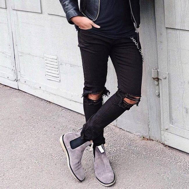 Gray Chelsea boots
