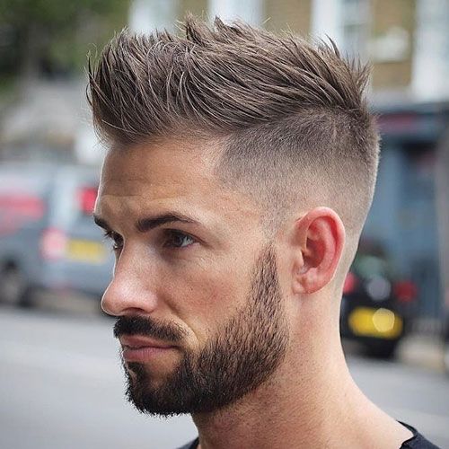 Men high fade, spiky hair