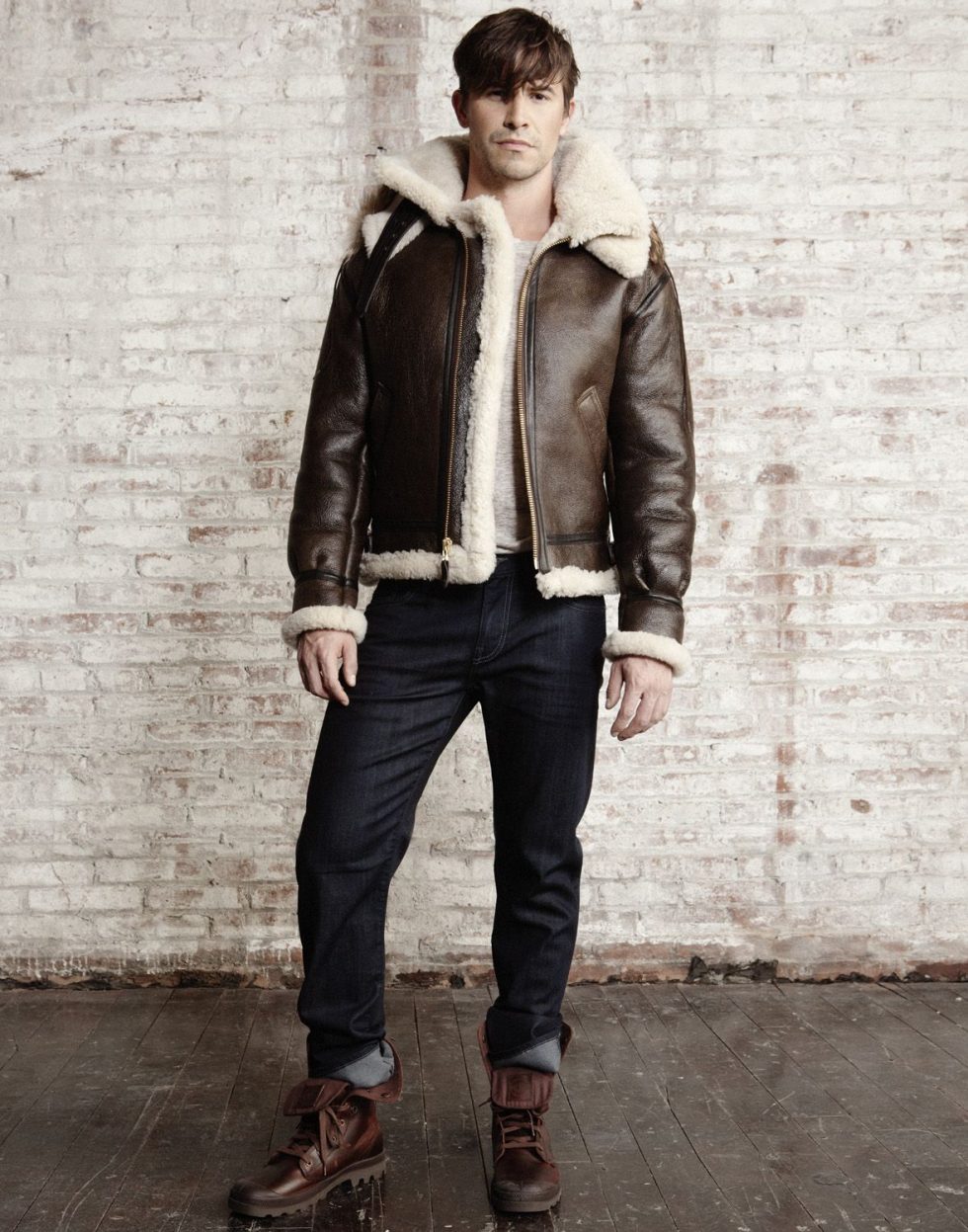 B-3 Hooded Sheepskin Bomber Jacket men’s