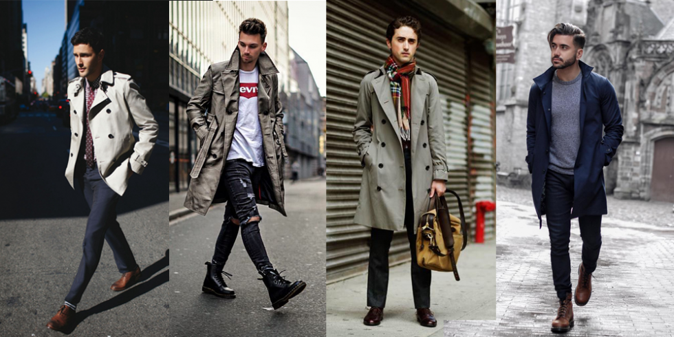 Trench coat street hot sale style mens