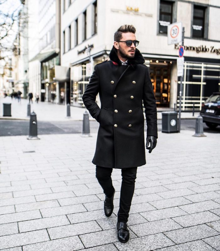 50 Peacoat Outfit Ideas For Men, Mens Black Peacoat With Belt