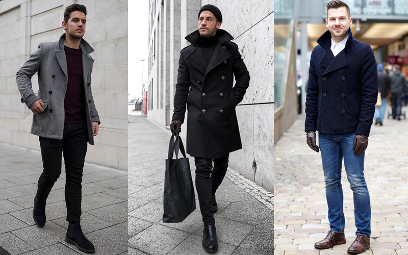 50 Peacoat Outfit Ideas For Men, Pea Coat Winter Style