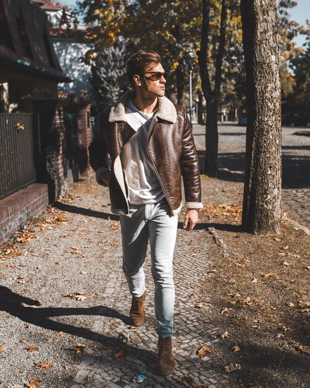 brown suede boots outfit men